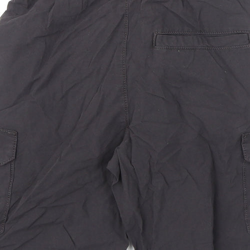 Marks and Spencer Boys Black Cotton Cargo Shorts Size 6-7 Years L6 in Regular Drawstring