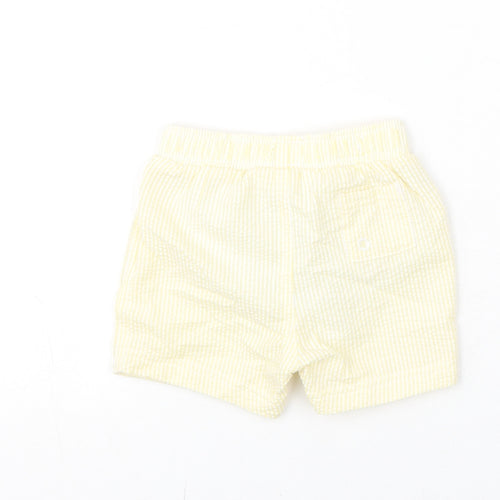 Marks and Spencer Boys Yellow Striped Polyester Cropped Trousers Size 6-9 Months Drawstring - Swim Shorts