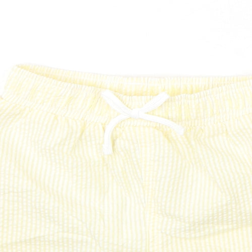 Marks and Spencer Boys Yellow Striped Polyester Cropped Trousers Size 6-9 Months Drawstring - Swim Shorts