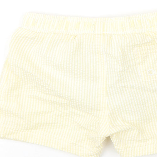 Marks and Spencer Boys Yellow Striped Polyester Cropped Trousers Size 6-9 Months Drawstring - Swim Shorts