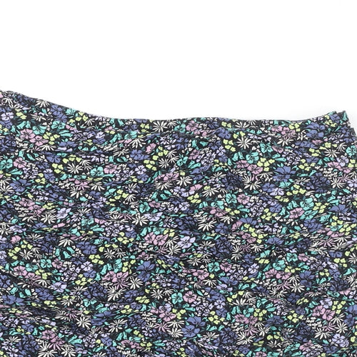Marks and Spencer Girls Multicoloured Floral Viscose A-Line Skirt Size 12-13 Years Regular Zip - Flare Bottom