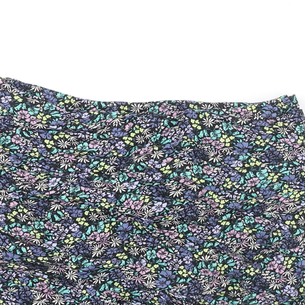 Marks and Spencer Girls Multicoloured Floral Viscose A-Line Skirt Size 12-13 Years Regular Zip - Flare Bottom
