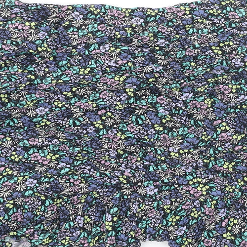 Marks and Spencer Girls Multicoloured Floral Viscose A-Line Skirt Size 12-13 Years Regular Zip - Flare Bottom