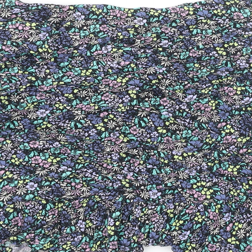 Marks and Spencer Girls Multicoloured Floral Viscose A-Line Skirt Size 12-13 Years Regular Zip - Flare Bottom