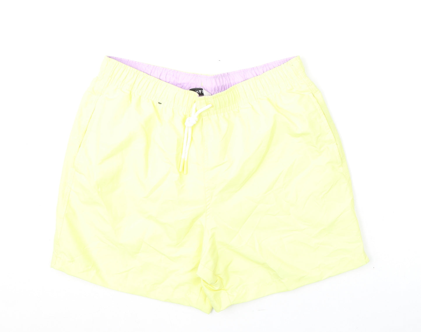 Marks and Spencer Mens Yellow Polyester Bermuda Shorts Size M L6 in Regular Drawstring - Swim Shorts