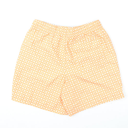 Marks and Spencer Mens Orange Geometric Polyester Bermuda Shorts Size S L6 in Regular Drawstring - Swim Shorts