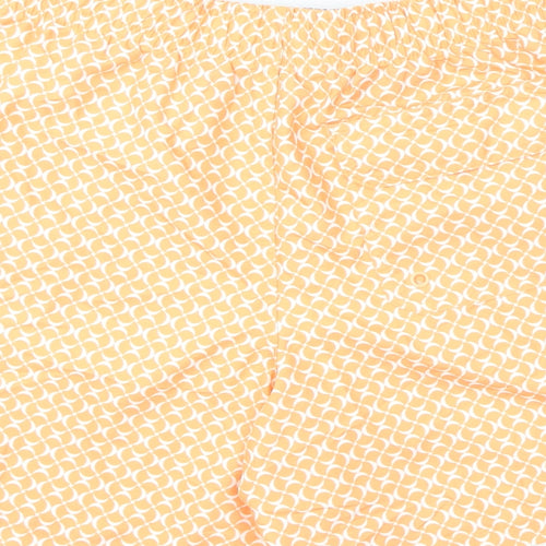 Marks and Spencer Mens Orange Geometric Polyester Bermuda Shorts Size S L6 in Regular Drawstring - Swim Shorts