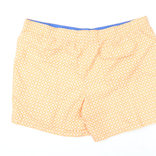 Marks and Spencer Mens Orange Geometric Polyester Bermuda Shorts Size 2XL L6 in Regular Drawstring - Swim Shorts