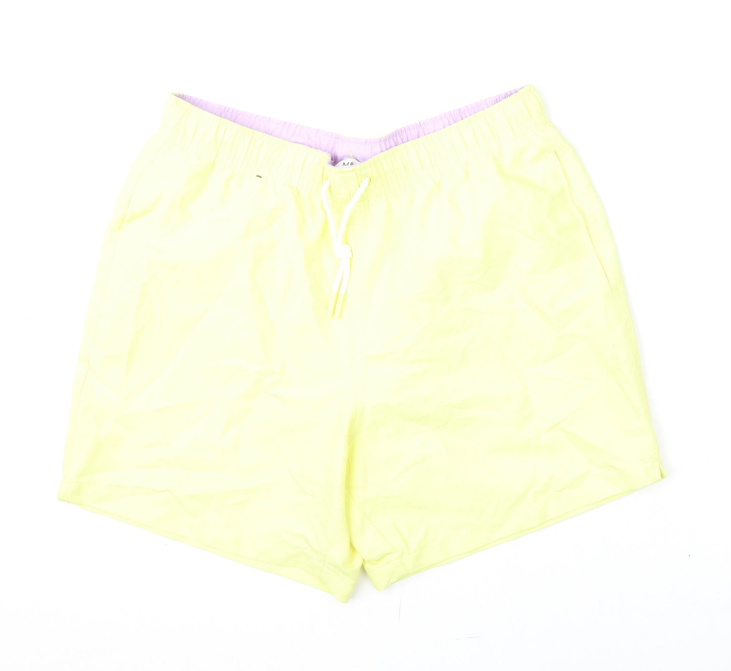 Marks and Spencer Mens Yellow Polyester Bermuda Shorts Size M L6 in Regular Drawstring - Swim Shorts