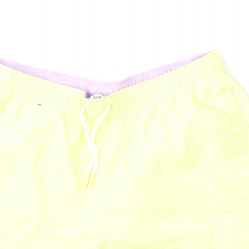 Marks and Spencer Mens Yellow Polyester Bermuda Shorts Size M L6 in Regular Drawstring - Swim Shorts