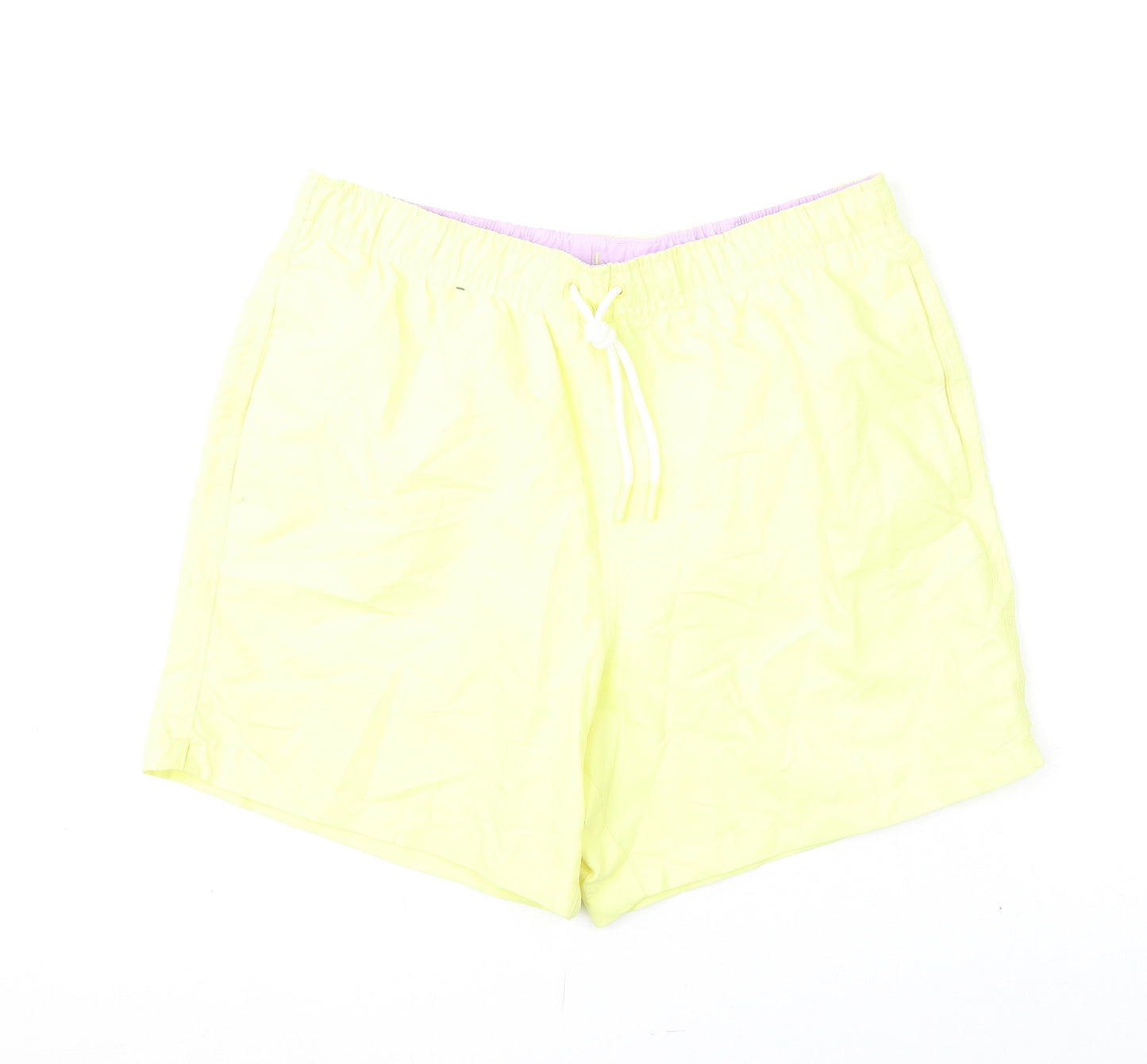 Marks and Spencer Mens Yellow Polyester Bermuda Shorts Size M L6 in Regular Drawstring - Swim Shorts