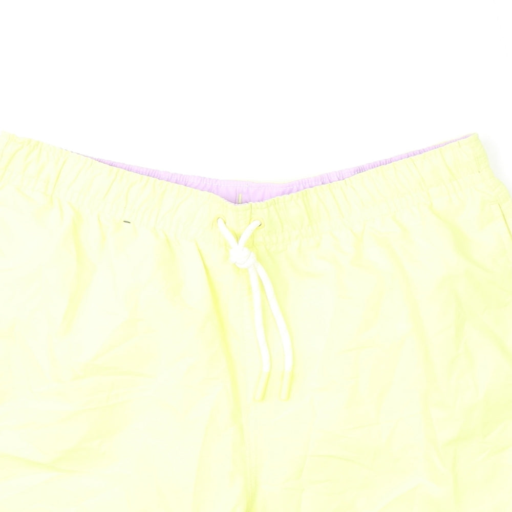 Marks and Spencer Mens Yellow Polyester Bermuda Shorts Size M L6 in Regular Drawstring - Swim Shorts