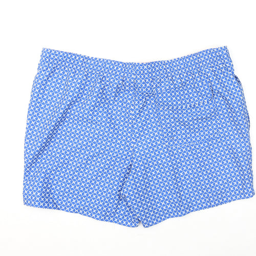 Marks and Spencer Mens Blue Geometric Polyester Bermuda Shorts Size 3XL L6 in Regular Drawstring - Swim Shorts