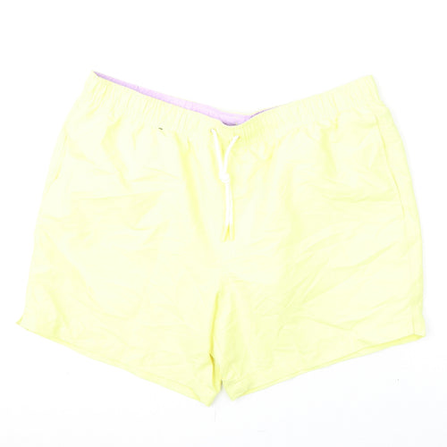 Marks and Spencer Mens Yellow Polyester Bermuda Shorts Size XL L6 in Regular Drawstring - Swim Shorts