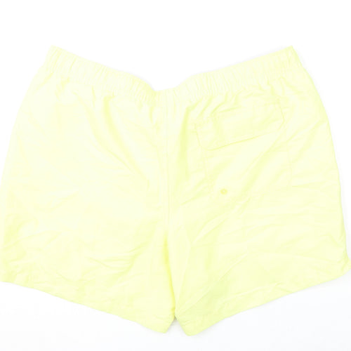 Marks and Spencer Mens Yellow Polyester Bermuda Shorts Size XL L6 in Regular Drawstring - Swim Shorts