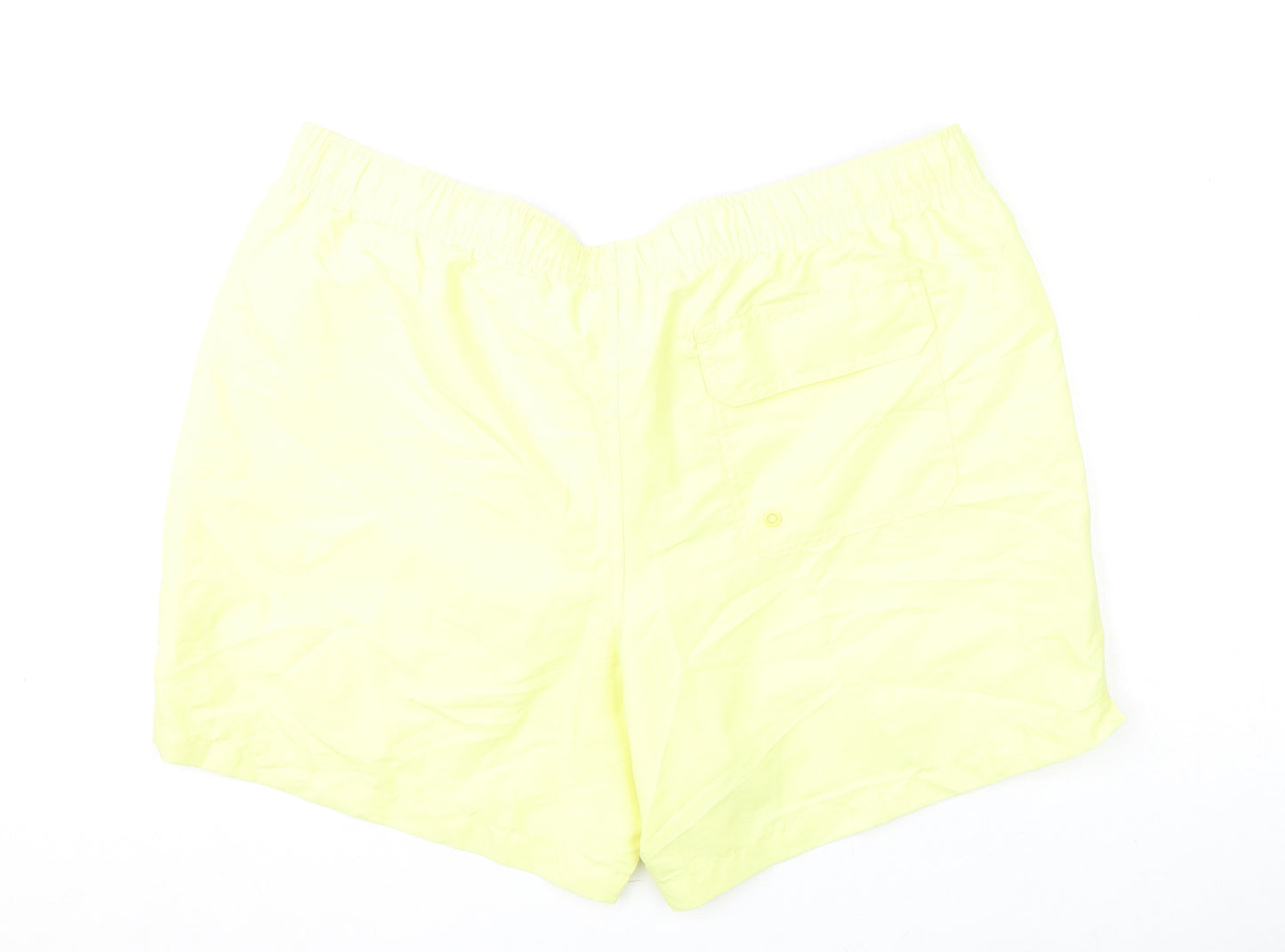 Marks and Spencer Mens Yellow Polyester Bermuda Shorts Size XL L6 in Regular Drawstring - Swim Shorts