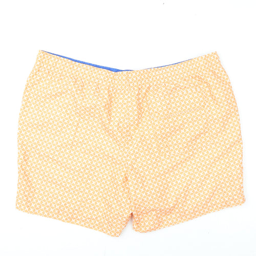 Marks and Spencer Mens Orange Geometric Polyester Bermuda Shorts Size 2XL L6 in Regular Drawstring - Swim Shorts