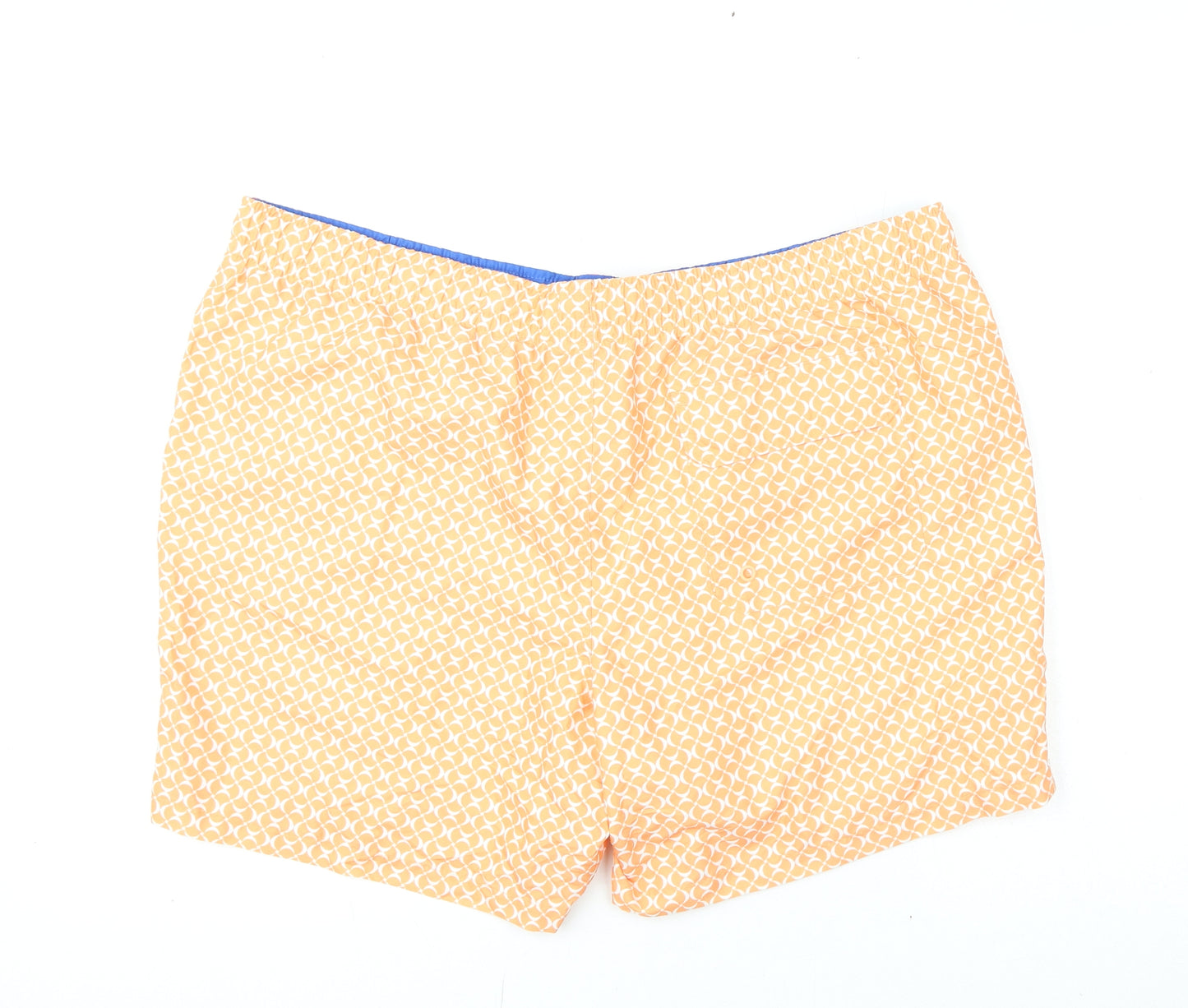 Marks and Spencer Mens Orange Geometric Polyester Bermuda Shorts Size 2XL L6 in Regular Drawstring - Swim Shorts