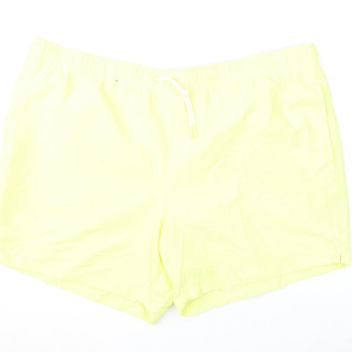 Marks and Spencer Mens Yellow Polyester Bermuda Shorts Size 3XL L6 in Regular Drawstring - Swim Shorts