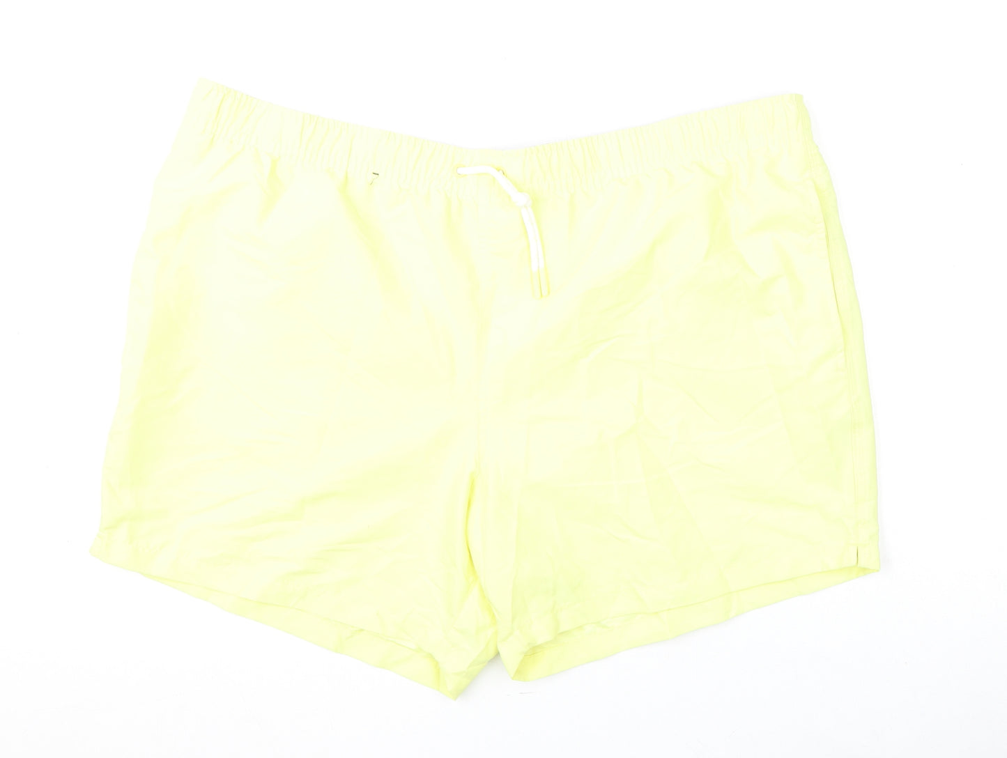 Marks and Spencer Mens Yellow Polyester Bermuda Shorts Size 3XL L6 in Regular Drawstring - Swim Shorts