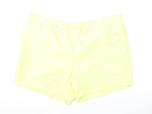 Marks and Spencer Mens Yellow Polyester Bermuda Shorts Size 3XL L6 in Regular Drawstring - Swim Shorts