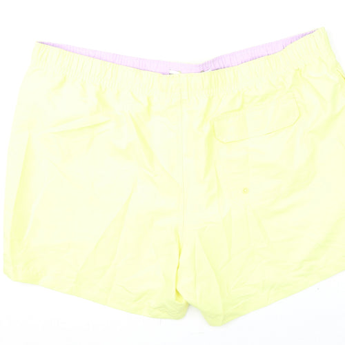 Marks and Spencer Mens Yellow Polyester Bermuda Shorts Size 3XL L6 in Regular Drawstring - Swim Shorts