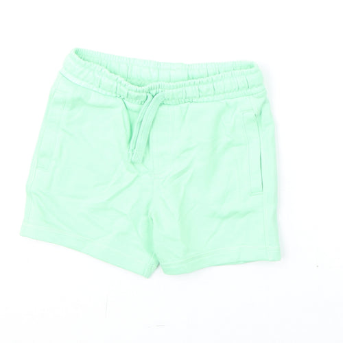 Marks and Spencer Boys Green Cotton Sweat Shorts Size 3-4 Years Regular Drawstring