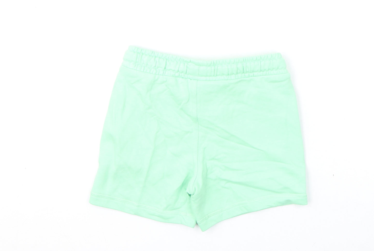 Marks and Spencer Boys Green Cotton Sweat Shorts Size 3-4 Years Regular Drawstring