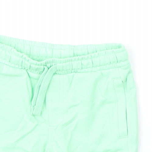 Marks and Spencer Boys Green Cotton Sweat Shorts Size 3-4 Years Regular Drawstring
