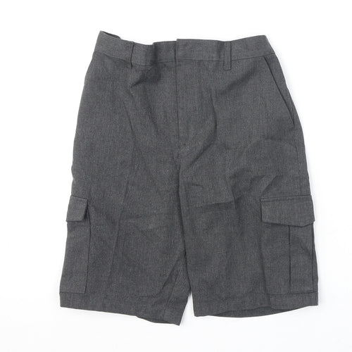 Marks and Spencer Boys Grey Polyester Cargo Shorts Size 10-11 Years L9 in Regular Zip