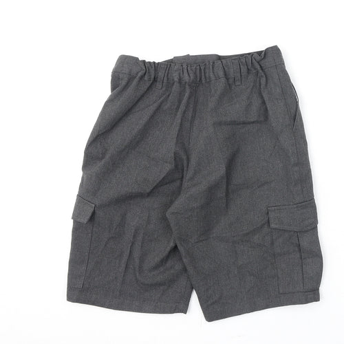 Marks and Spencer Boys Grey Polyester Cargo Shorts Size 10-11 Years L9 in Regular Zip