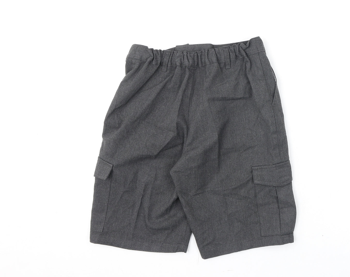 Marks and Spencer Boys Grey Polyester Cargo Shorts Size 10-11 Years L9 in Regular Zip
