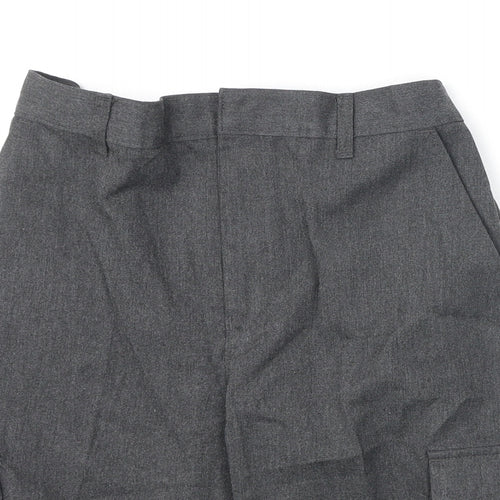 Marks and Spencer Boys Grey Polyester Cargo Shorts Size 10-11 Years L9 in Regular Zip