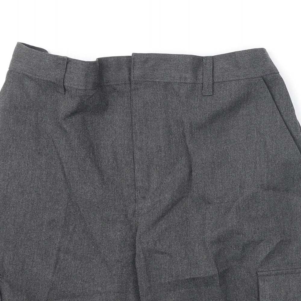 Marks and Spencer Boys Grey Polyester Cargo Shorts Size 10-11 Years L9 in Regular Zip