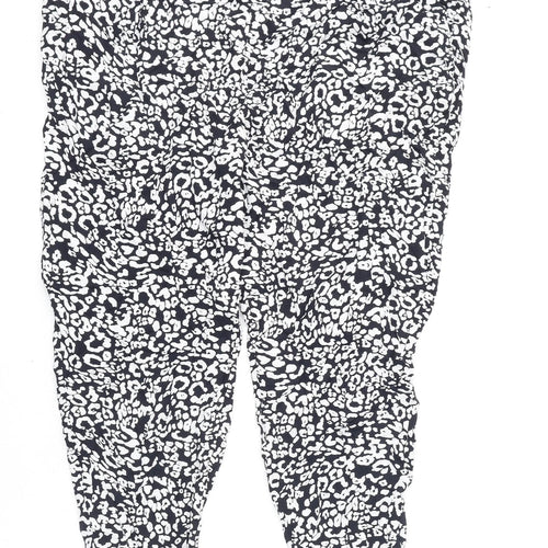 Marks and Spencer Womens Black Animal Print Viscose Trousers Size 24 L25 in Regular - Leopard Print