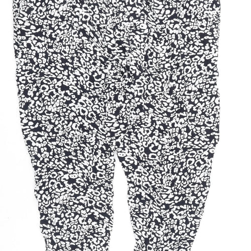 Marks and Spencer Womens Black Animal Print Viscose Trousers Size 24 L25 in Regular - Leopard Print