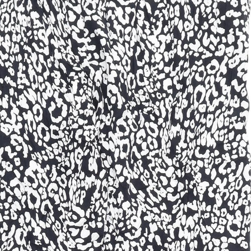 Marks and Spencer Womens Black Animal Print Viscose Trousers Size 24 L25 in Regular - Leopard Print