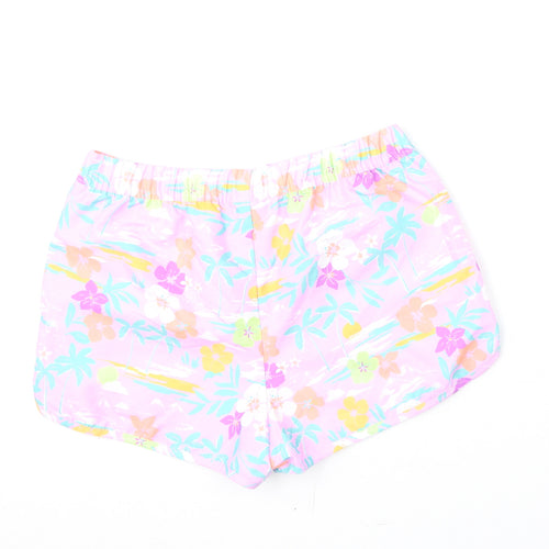 Marks and Spencer Girls Multicoloured Geometric Polyester Sweat Shorts Size 12-13 Years Regular Drawstring - Flowers, Palm Trees