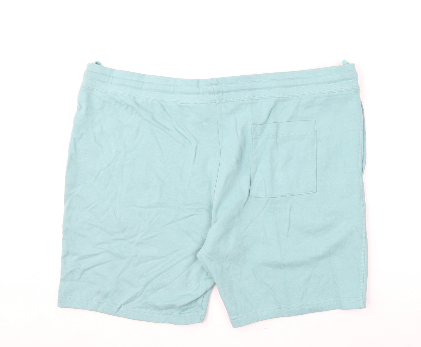 Marks and Spencer Mens Blue Cotton Sweat Shorts Size 3XL L8 in Regular Drawstring