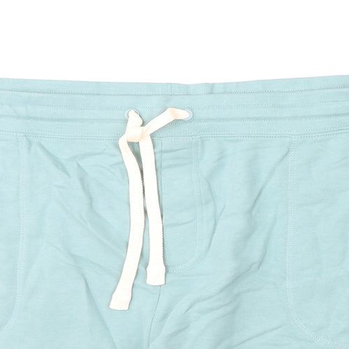 Marks and Spencer Mens Blue Cotton Sweat Shorts Size 3XL L8 in Regular Drawstring