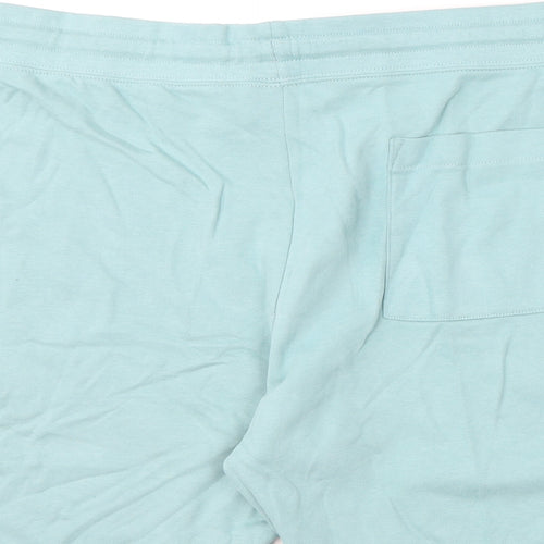 Marks and Spencer Mens Blue Cotton Sweat Shorts Size 3XL L8 in Regular Drawstring