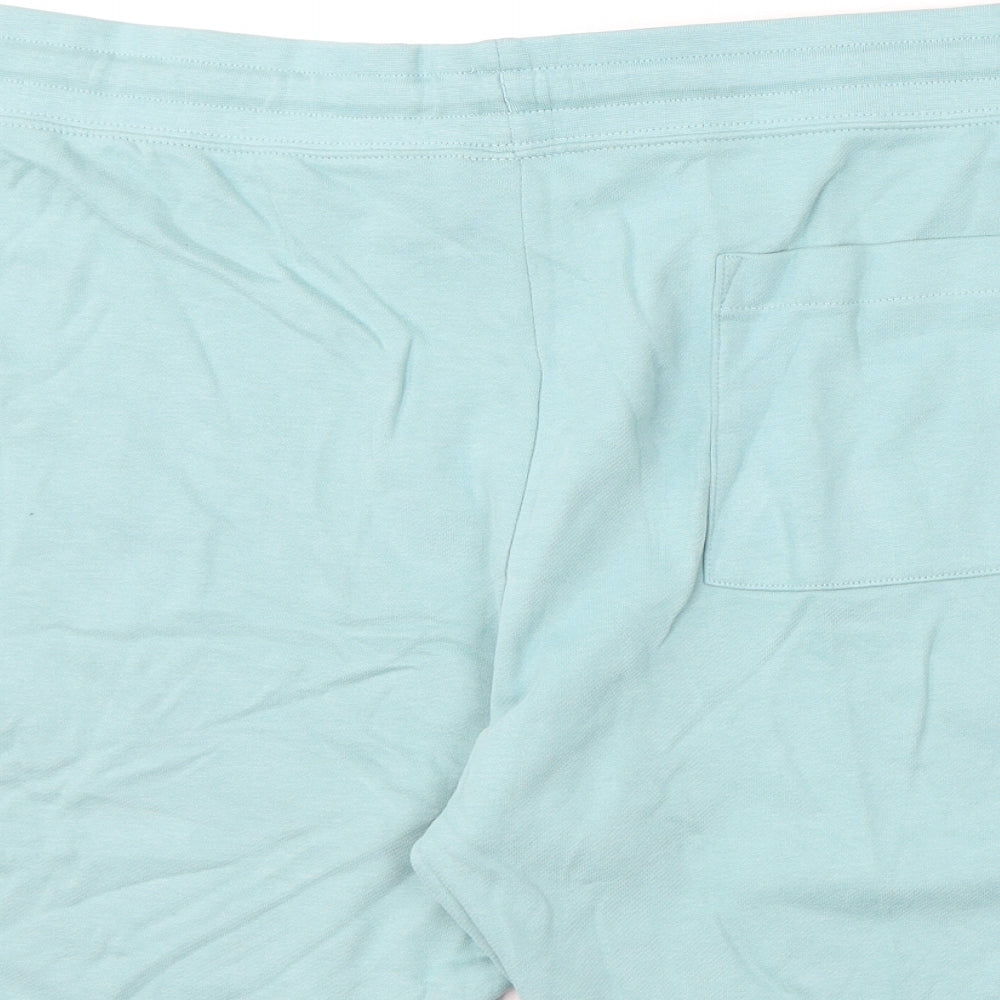 Marks and Spencer Mens Blue Cotton Sweat Shorts Size 3XL L8 in Regular Drawstring