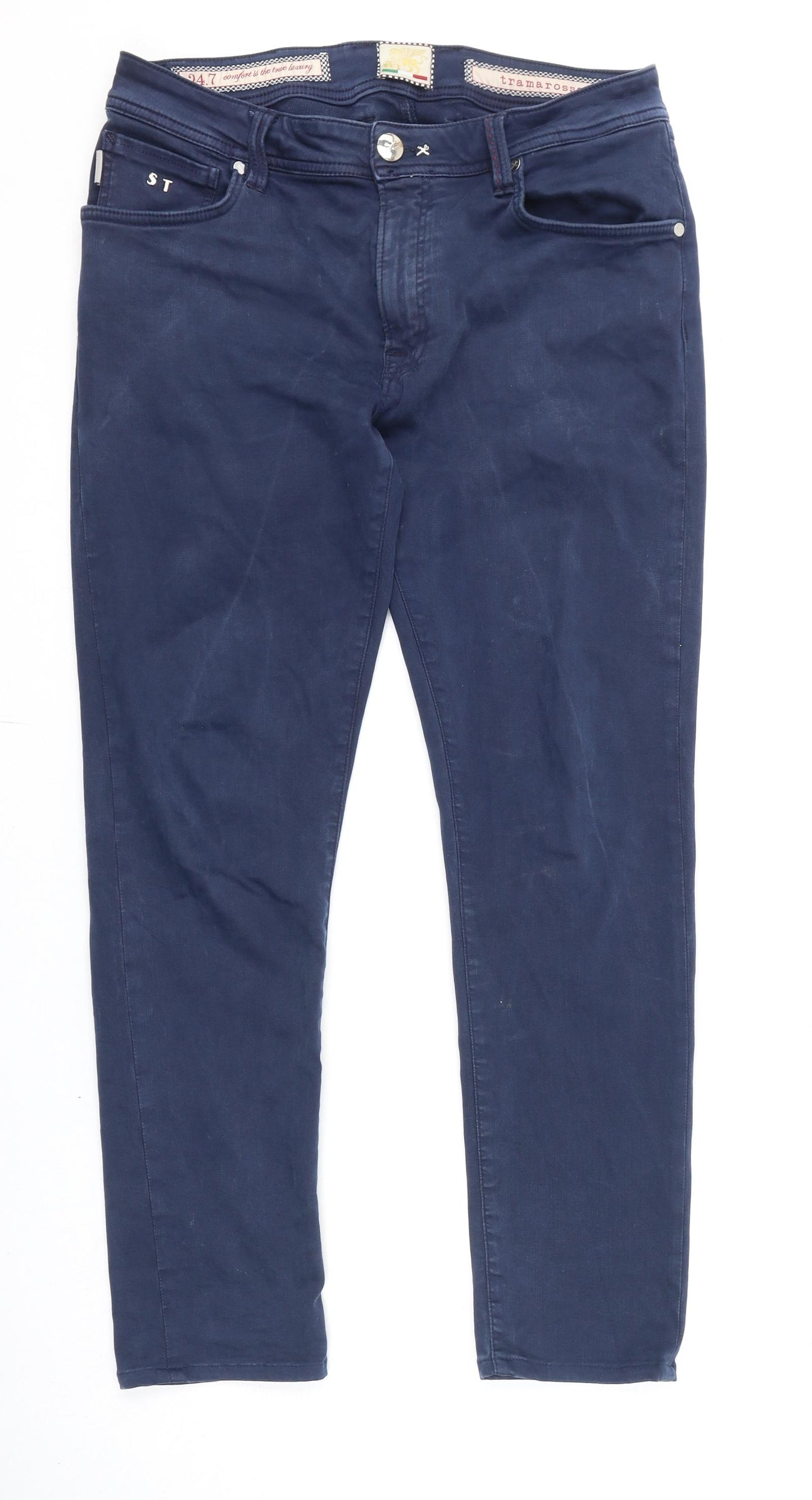 Tramarossa Mens Blue Cotton Straight Jeans Size 35 in L28 in Regular Zip