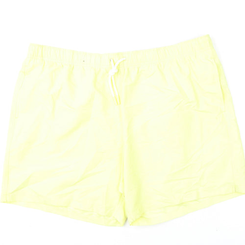 Marks and Spencer Mens Yellow Polyester Bermuda Shorts Size 2XL L6 in Regular Drawstring