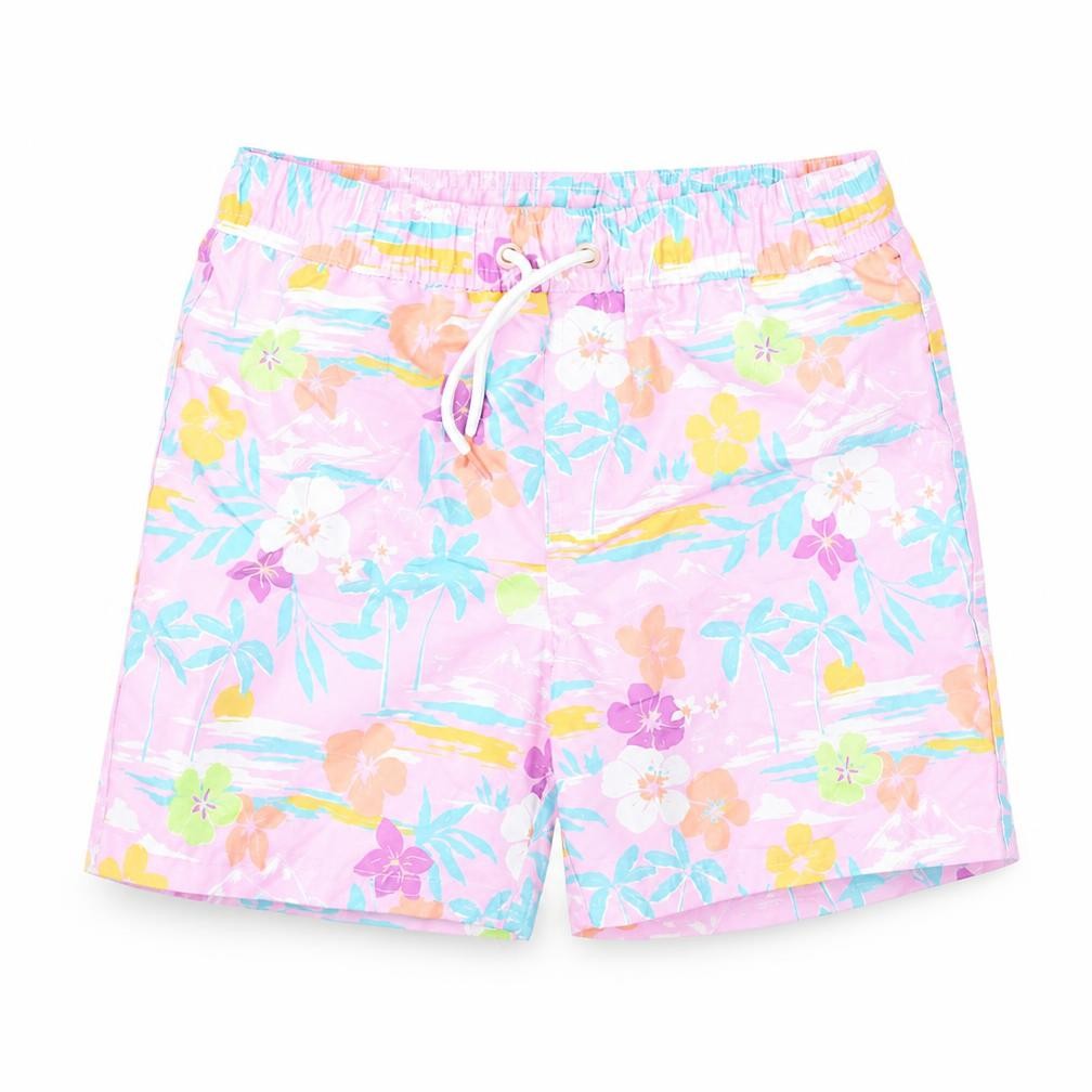 Marks and Spencer Boys Multicoloured Floral Polyester Bermuda Shorts Size 7-8 Years Regular Drawstring - Swim Shorts