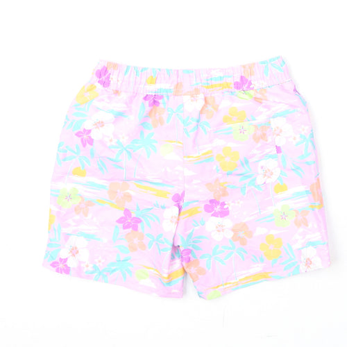 Marks and Spencer Boys Multicoloured Floral Polyester Bermuda Shorts Size 7-8 Years Regular Drawstring - Swim Shorts