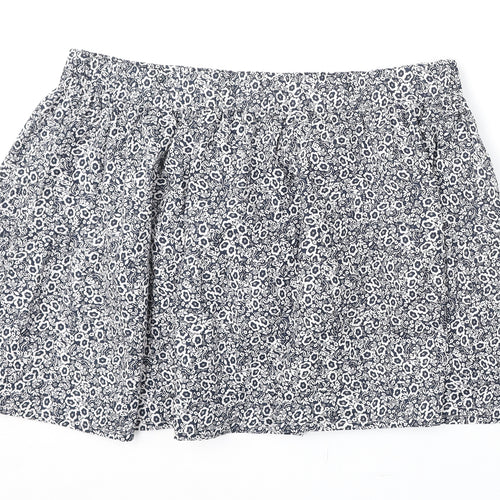 Marks and Spencer Womens Blue Floral Cotton Flare Skirt Size 20