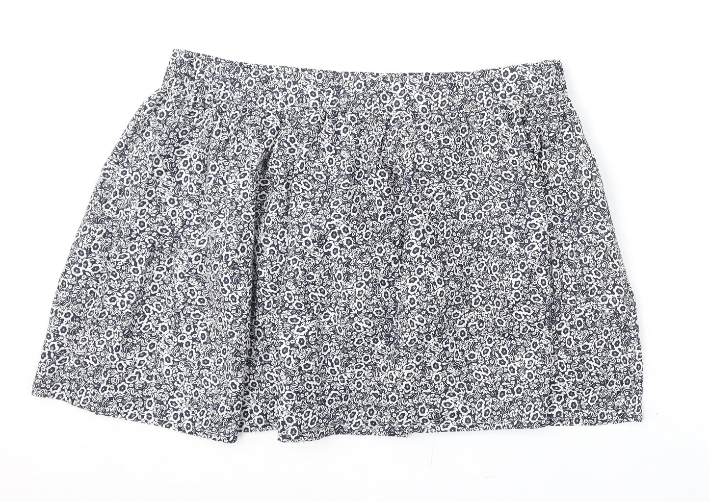 Marks and Spencer Womens Blue Floral Cotton Flare Skirt Size 20