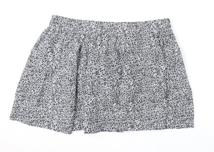 Marks and Spencer Womens Blue Floral Cotton Flare Skirt Size 20