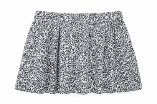 Front view of Marks & Spencer women’s blue floral cotton flare skirt, size UK 20